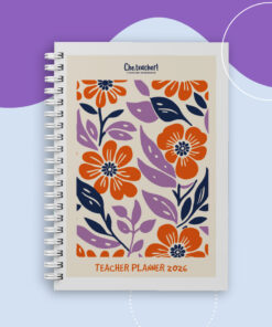 Agenda docente x 8 cursos (inglés o español) - Floral, Inglés